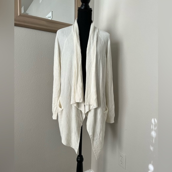 Vince Waterfall Open Front Ivory Cardigan Sweater - Picture 1 of 5